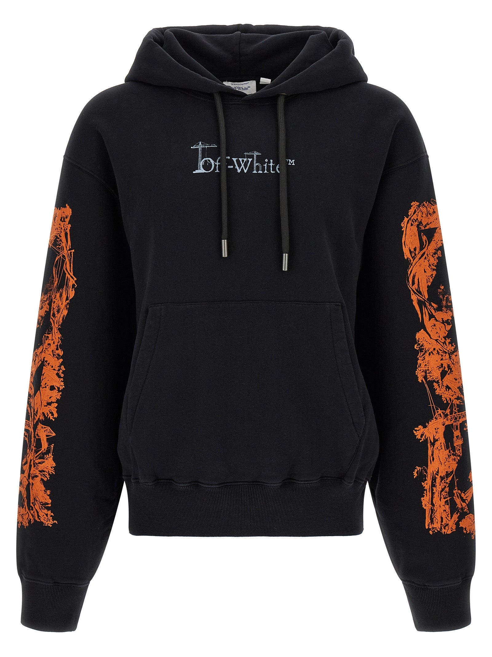 Sweatshirt Hoodie by Off-White for men in cotton black, natural, orange, white, patterned & print showcases a city-ready silhouette, artfully detailed with a signature hooded neckline and for a city-ready finish.