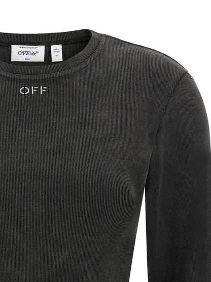 Activewear T-Shirt by Off-White for women in cotton black & white features an ergonomic design with , highlighting a ergonomic length and ergonomic for a high-performance look.