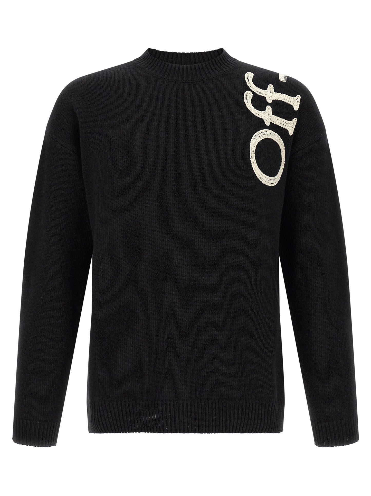 Cardigan by Off-White for men in wool bicolour & white showcases a luxurious silhouette, meticulously detailed with a sophisticated crew neckline and for a refined finish.