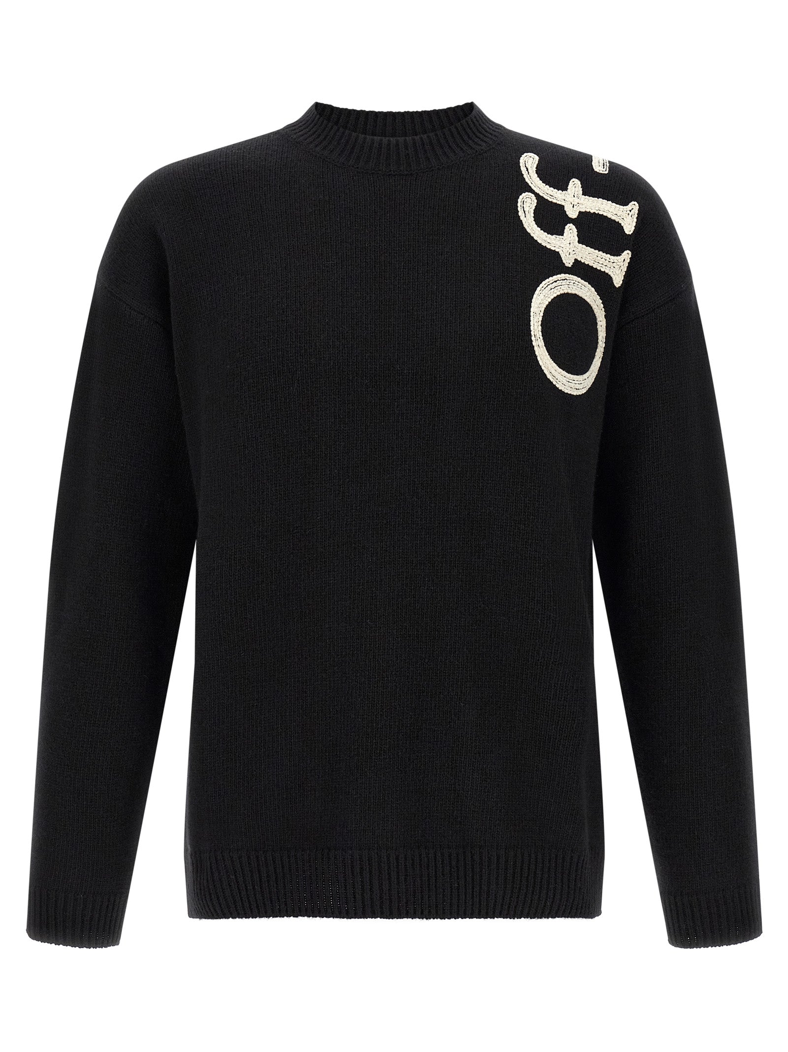 Cardigan by Off-White for men in wool bicolour & white showcases a luxurious silhouette, meticulously detailed with a sophisticated crew neckline and for a refined finish.