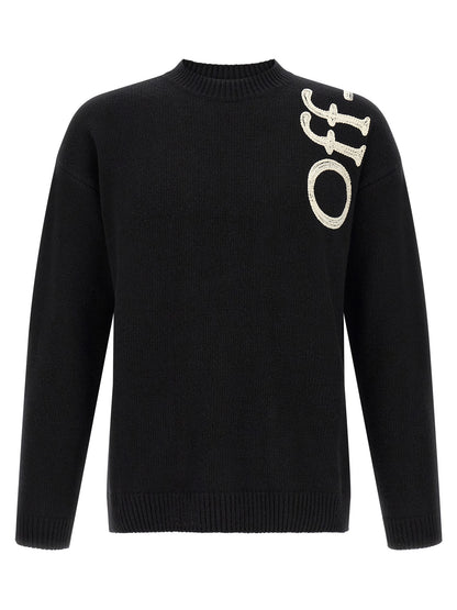 Cardigan by Off-White for men in wool bicolour & white showcases a luxurious silhouette, meticulously detailed with a sophisticated crew neckline and for a refined finish.
