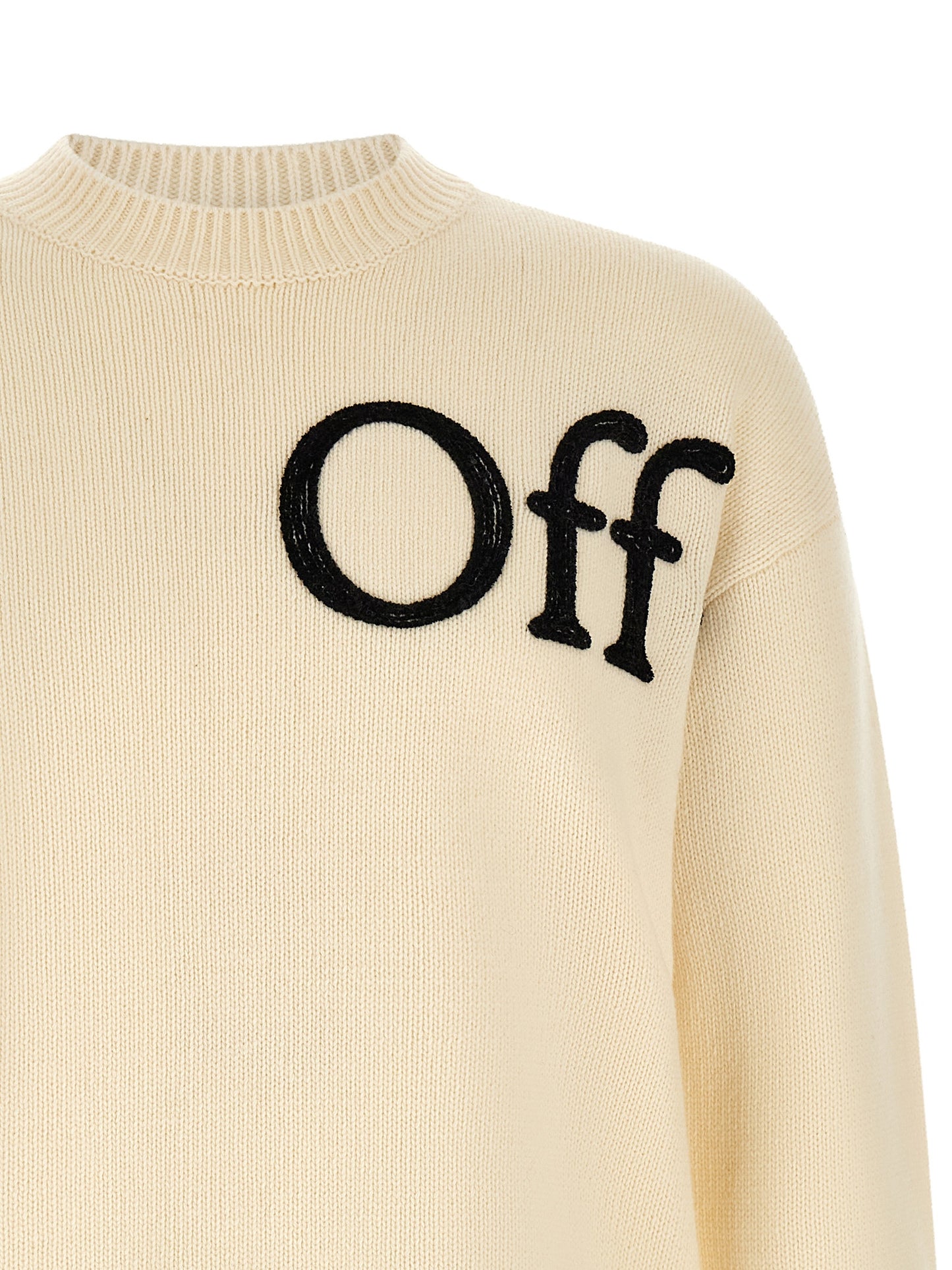 Cardigan by Off-White for men in wool cream & white features an impeccable silhouette, showcasing a sophisticated crew neckline and detail for a truly impeccable finish.