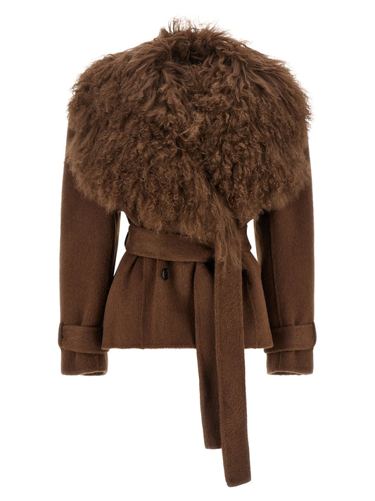 Giuseppe Di Morabito Women's Double Breasted Silk & Alpaca Wool Overcoat - Brown