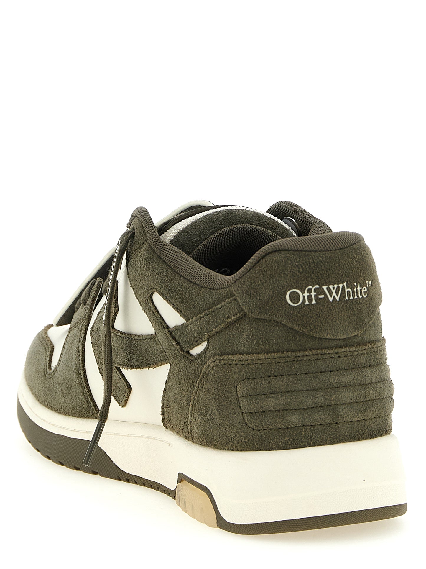 Athletic Sneakers by Off-White for men in cowhide suede leather bicolour, white & print showcases an impeccable silhouette, defined by an impeccable low-top skater style design that perfectly captures the essence of the Men's Low Top Skater Cowhide Suede Leather Athletic Sneakers.