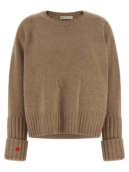 Tory Burch Women's Relaxed Fit Wide Crew Neck Wool Cardigan - Beige Red Floral