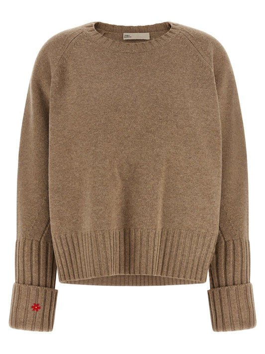 Tory Burch Women's Relaxed Fit Wide Crew Neck Wool Cardigan - Beige Red Floral