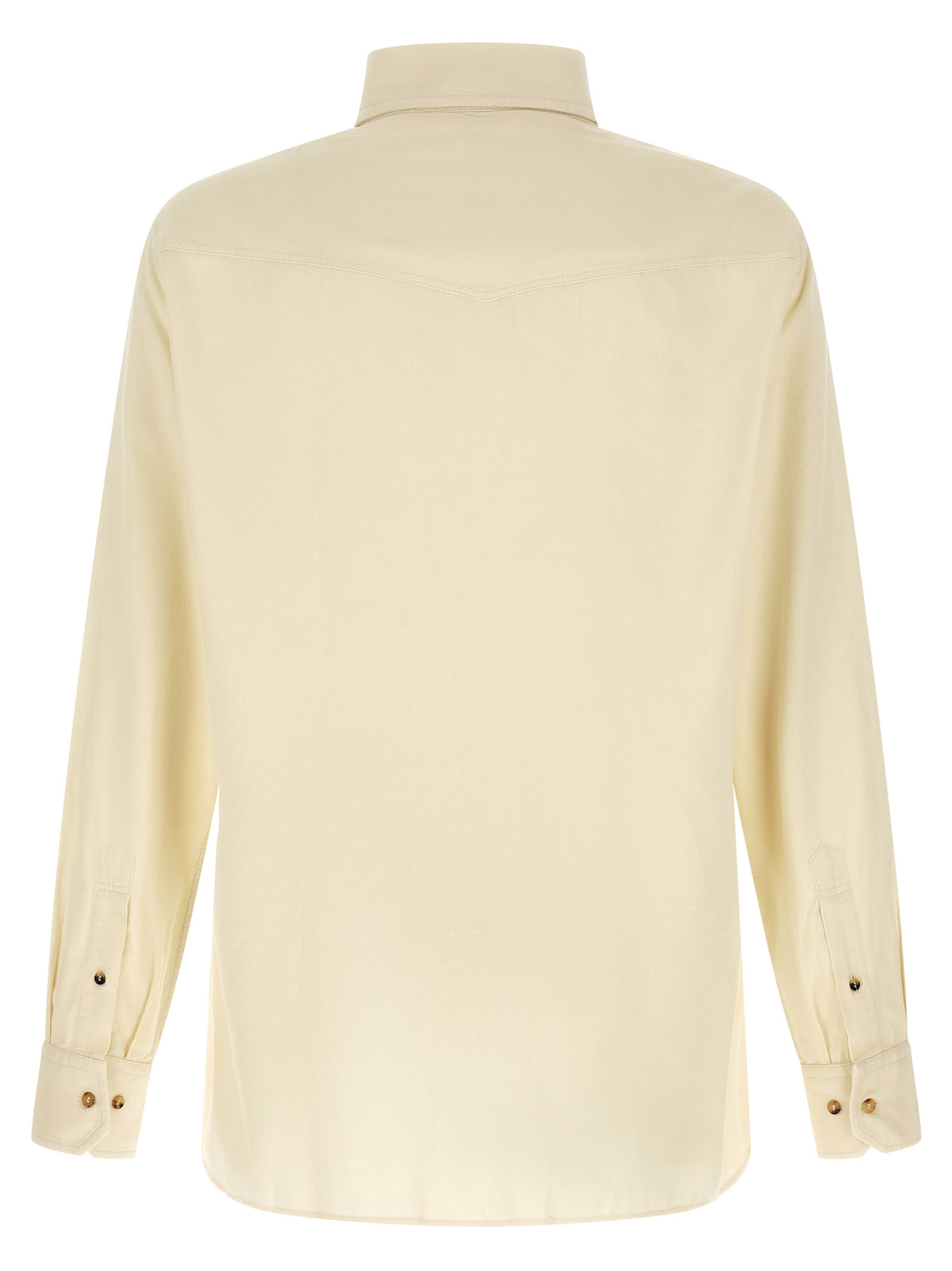Brunello Cucinelli Men's Relaxed Fit Velvet Cotton Corduroy Shirt - Cream White