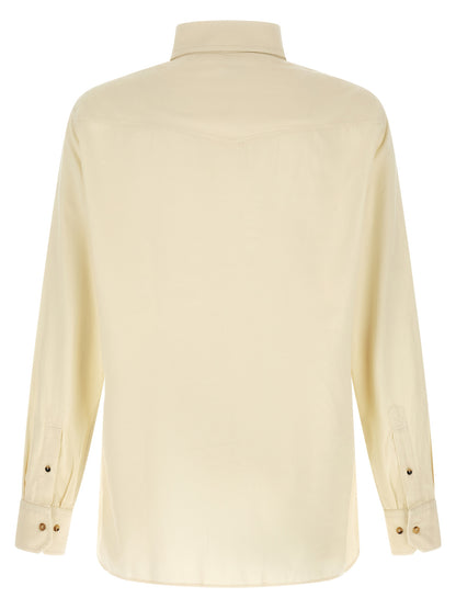 Brunello Cucinelli Men's Relaxed Fit Velvet Cotton Corduroy Shirt - Cream White