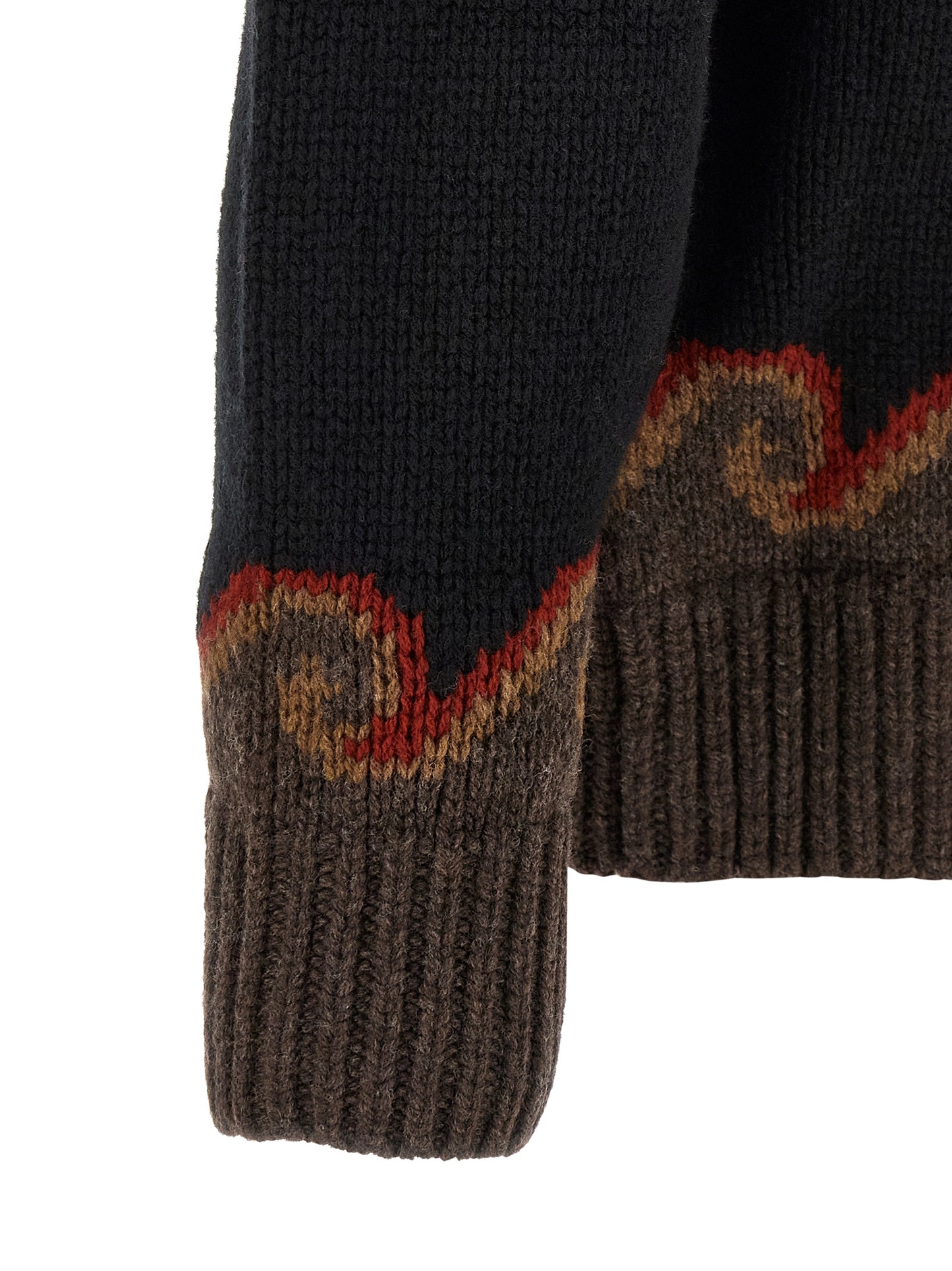 Cardigan by Alanui for men in wool black, patterned & jacquard features a dramatic silhouette, showcasing a sophisticated and dramatic detail for a timeless, premium look.