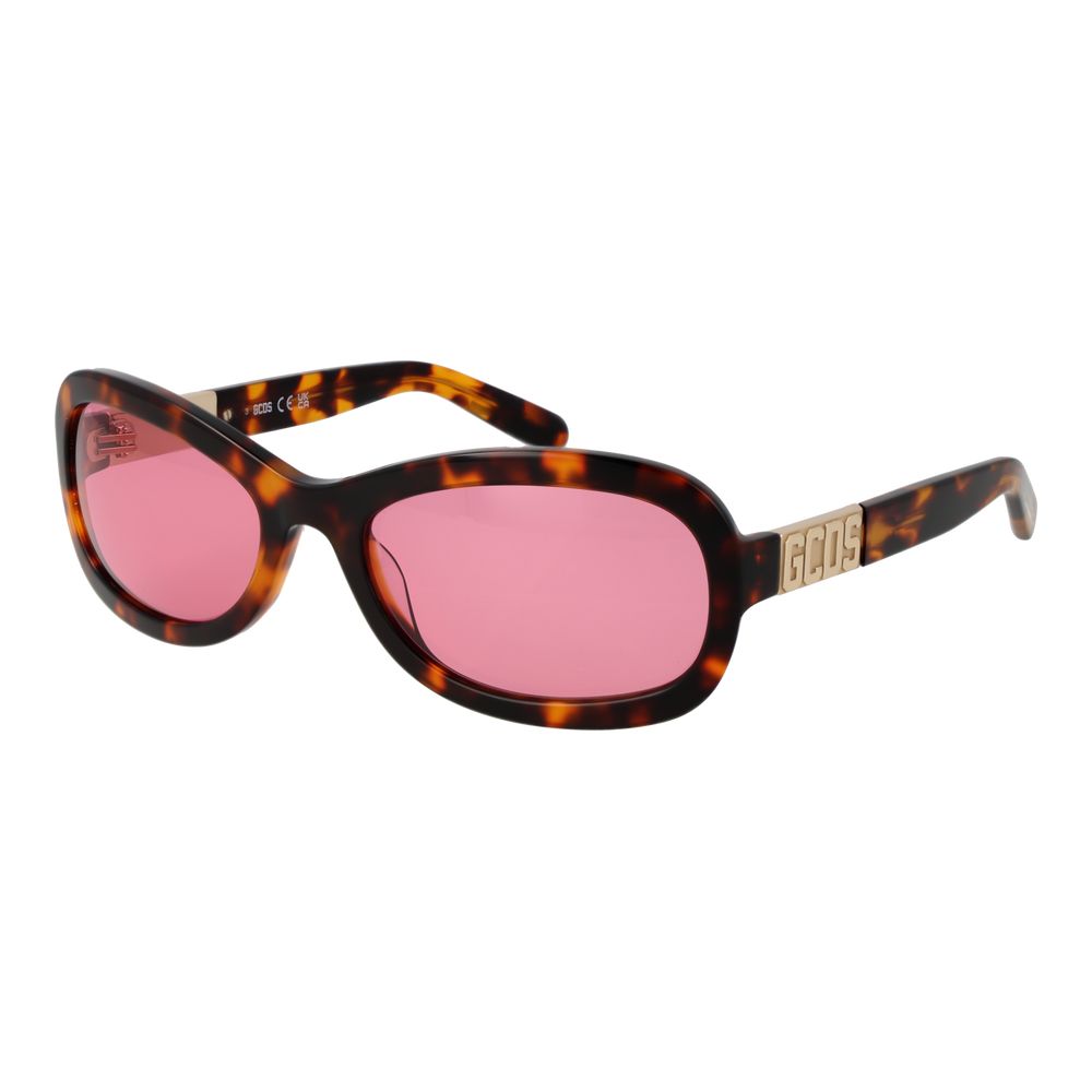 GCDS Oval Non-Polarized Medium-Tint Acetate Sunglasses - Brown