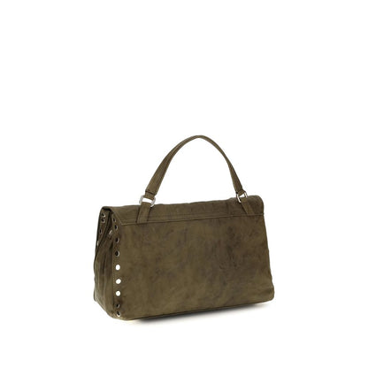 Shoulder Flap Bag by Zanellato for women in suede leather brown & signature showcases a enviable silhouette, artfully detailed with a secure flap, zipper & clasp, organized built-in-compartments, and versatile shoulder-strap, handle & adjustable-strap for a enviable look.