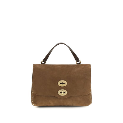 Shoulder Flap Bag by Zanellato for women in suede calf leather brown presents a versatile silhouette, showcasing a secure flap and versatile with versatile shoulder-strap & handle for a sophisticated look.