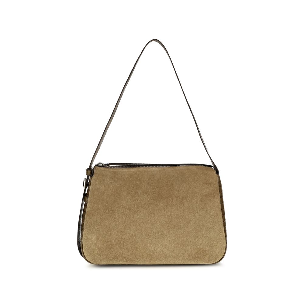 Shoulder Bag by Tory Burch for women in suede crocodile skin leather beige features a effortless sophistication silhouette, secured by a zipper with ample single-compartment and versatile shoulder-strap, adjustable-strap & handle for a effortless sophistication finish.