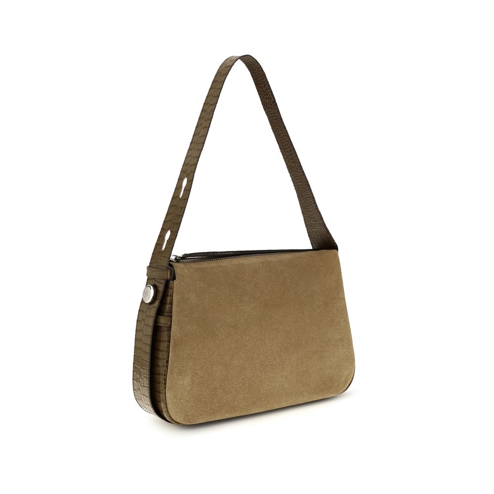 Shoulder Bag by Tory Burch for women in suede crocodile skin leather beige features a distinguished silhouette, showcasing a secure zipper and distinguished single-compartment with versatile shoulder-strap, adjustable-strap & handle for a distinguished finish.