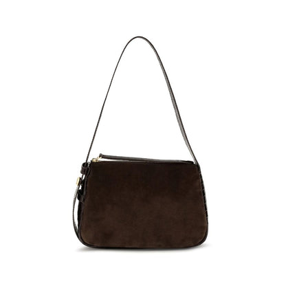 Small Shoulder Bag by Tory Burch for women in suede crocodile skin leather brown features a distinguished silhouette, showcasing a secure zipper and distinguished single-compartment with versatile shoulder-strap, adjustable-strap & handle for a distinguished finish.