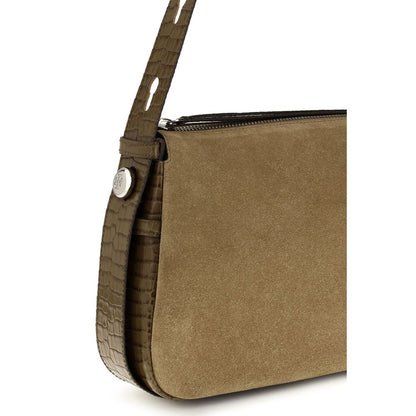 Shoulder Bag by Tory Burch for women in suede crocodile skin leather beige features a effortless chic silhouette with a secure zipper, ample single-compartment, and versatile shoulder-strap, adjustable-strap & handle for a effortless chic finish.
