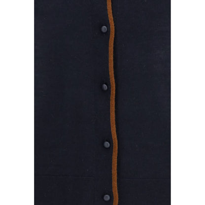 Cardigan by Max Mara for women in silk & merino wool blue presents a textural silhouette, artfully finished with a textural and for a sophisticated, textural look.
