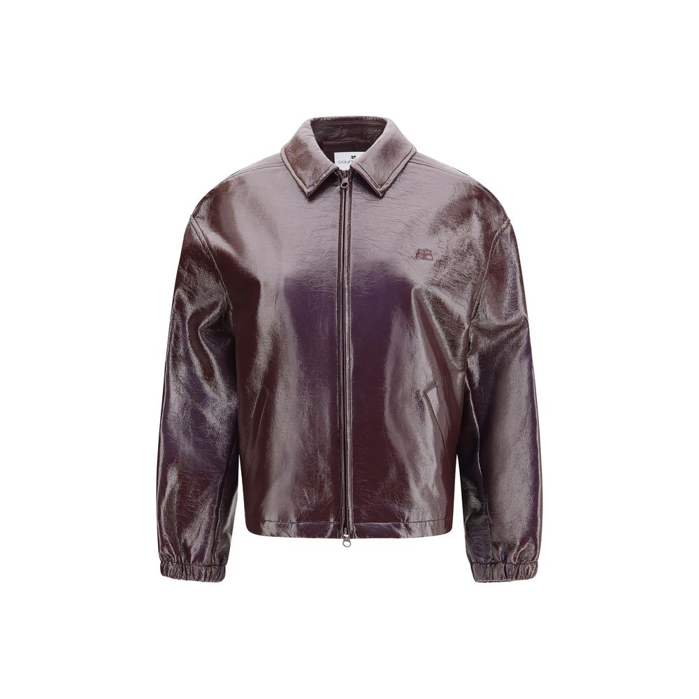 Bomber Jacket by Courrèges for women in acetate cotton & polyurethane bordeaux & signature features a city-ready silhouette, detailed with pockets and a city-ready shirt-collar neckline.