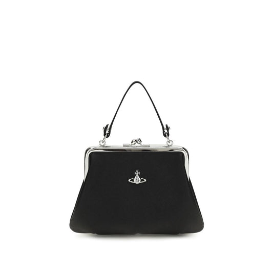 Compact Handbag by Vivienne Westwood for women in polyethylene polyurethane & cotton black & silver features a refined silhouette, showcasing a secure snap & zipper, organized , and versatile handle for a refined finish.