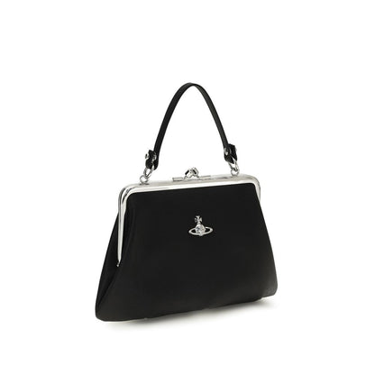 This Compact Handbag by Vivienne Westwood for women in polyethylene polyurethane & cotton and black & silver presents a sculptural silhouette featuring a secure snap & zipper, ample , and versatile handle for a sculptural finish.