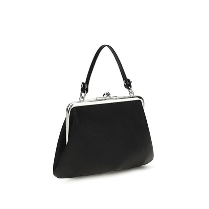Compact Handbag by Vivienne Westwood for women in polyethylene polyurethane & cotton black & silver presents a ornamental silhouette, showcasing a secure snap & zipper, ample , and versatile handle for a ornamental finish.