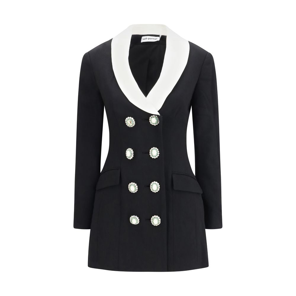 Blazer by Self-Portrait for women in wool black features an stylish silhouette, showcasing a sophisticated and stylish for a truly stylish finish.