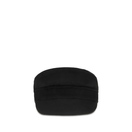 Baseball Cap by P.A.R.O.S.H. for women in merino wool black presents a statuesque silhouette, artfully capturing the essence of the statuesque Merino Wool Baseball Cap design for a sophisticated look.