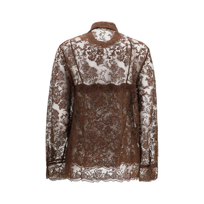 Shirt by Ermanno Scervino for women in polyamide & polyester brown & patterned features an polished silhouette, showcasing a sophisticated and detail for a truly polished finish.
