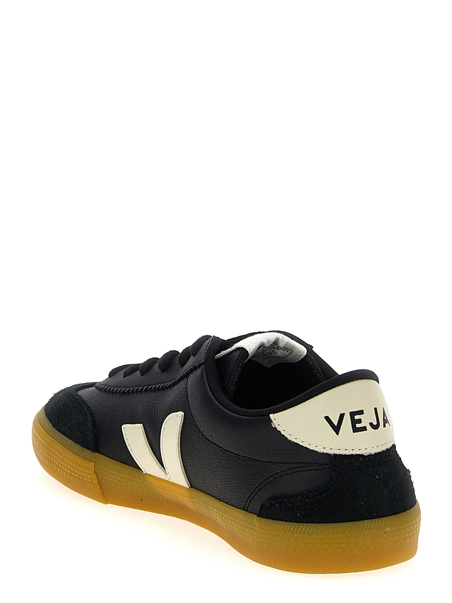 Sneakers by Veja for men in suede calfskin leather black presents a sumptuous silhouette, artfully capturing the essence of the Men's Low Top Suede Calfskin Leather Sneakers with its sumptuous low-top style design.