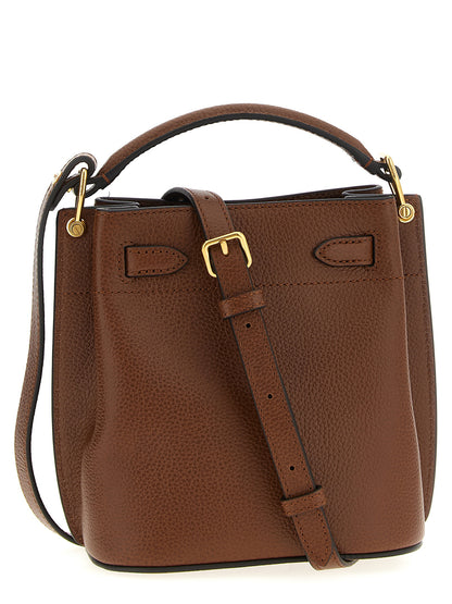 Large Crossbody Bucket Handbag by Mulberry for women in calfskin leather brown & signature features a transformative elegance silhouette, showcasing a secure , organized , and versatile crossbody-strap, shoulder-strap, adjustable-strap, belt-strap & handle for a transformative elegance look.