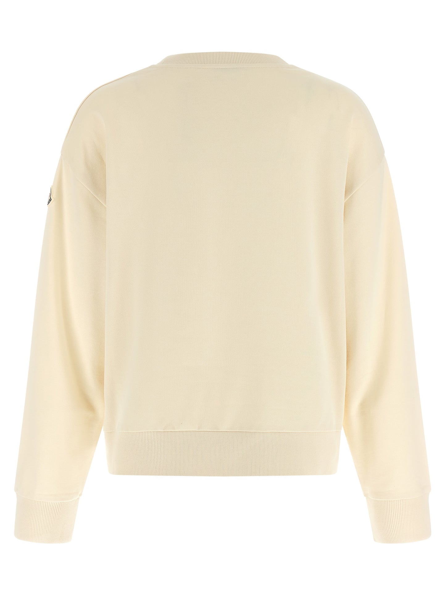 Moncler Women's Relaxed Fit Crew Neck Cotton Felt Activewear Sweatshirt - Beige Signature