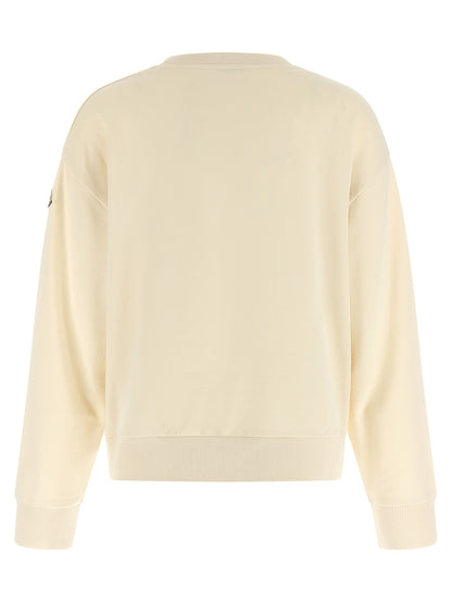 Moncler Women's Relaxed Fit Crew Neck Cotton Felt Activewear Sweatshirt - Beige Signature
