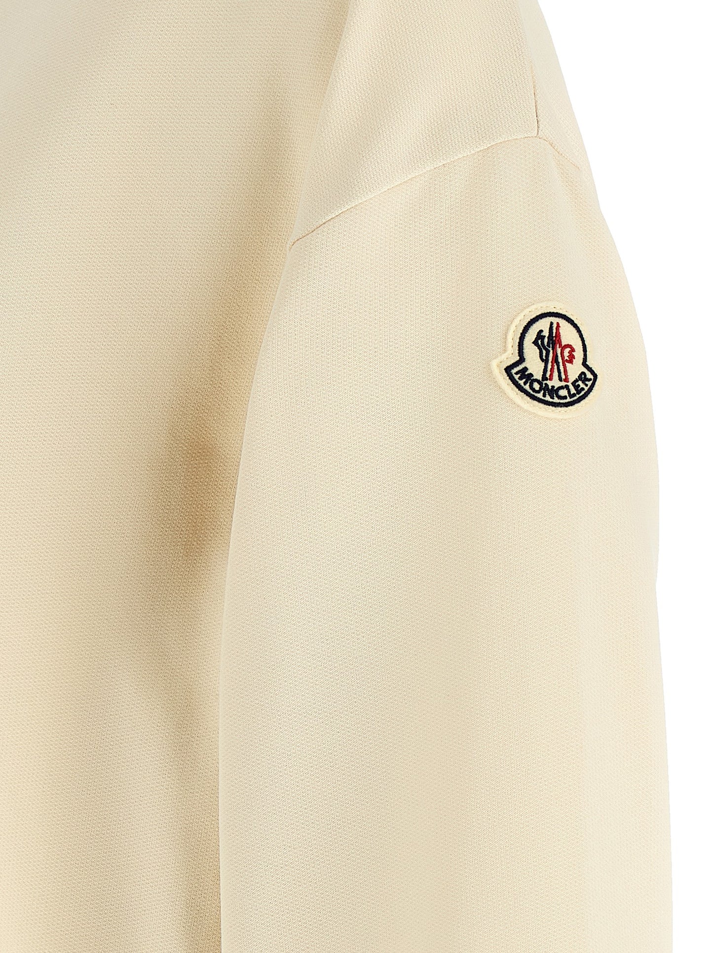 Moncler Women's Relaxed Fit Crew Neck Cotton Felt Activewear Sweatshirt - Beige Signature