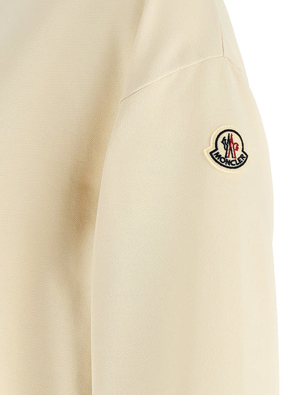 Moncler Women's Relaxed Fit Crew Neck Cotton Felt Activewear Sweatshirt - Beige Signature