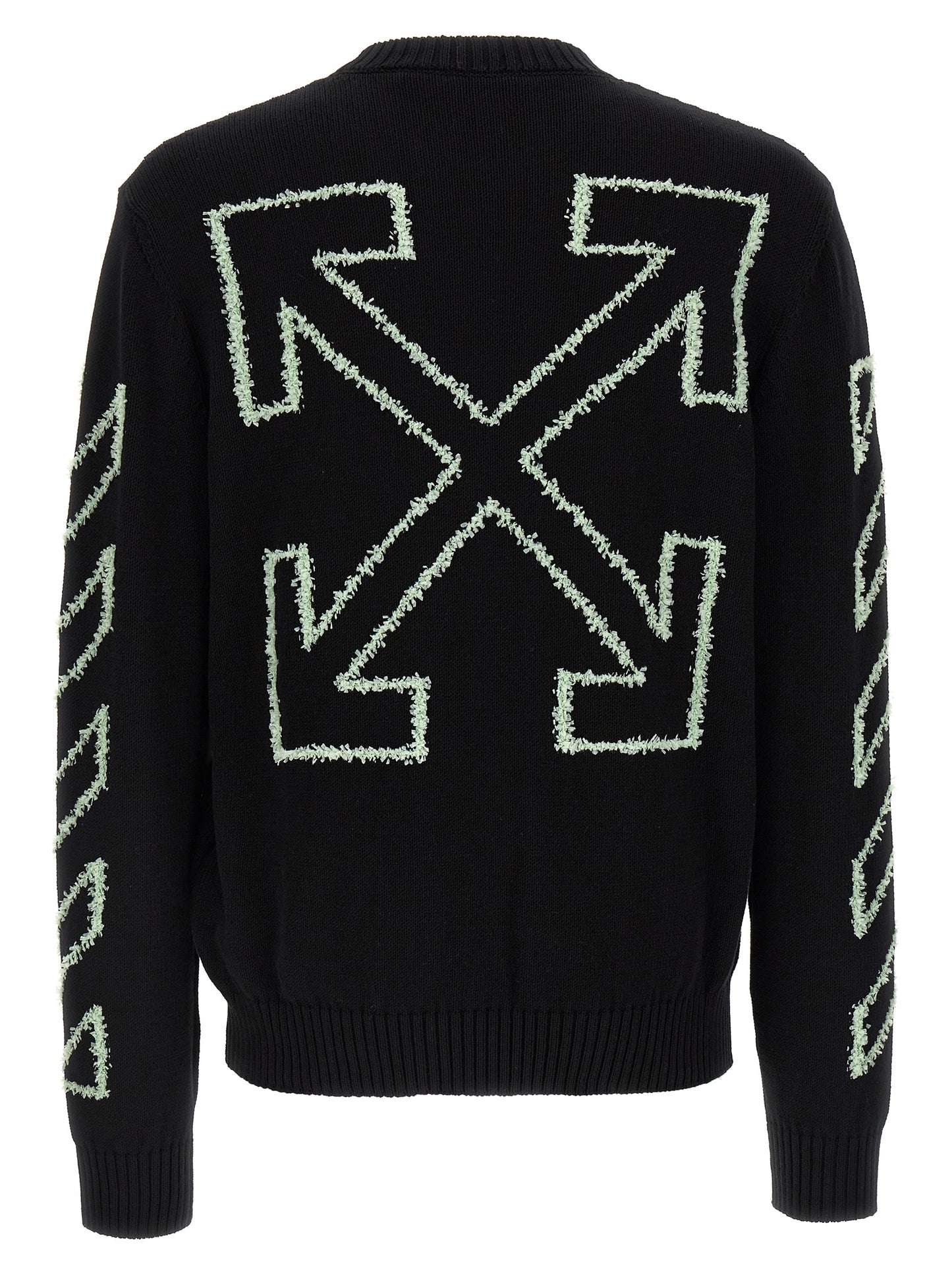 Off-White Men's Crew Neck Cotton Cardigan - Black White