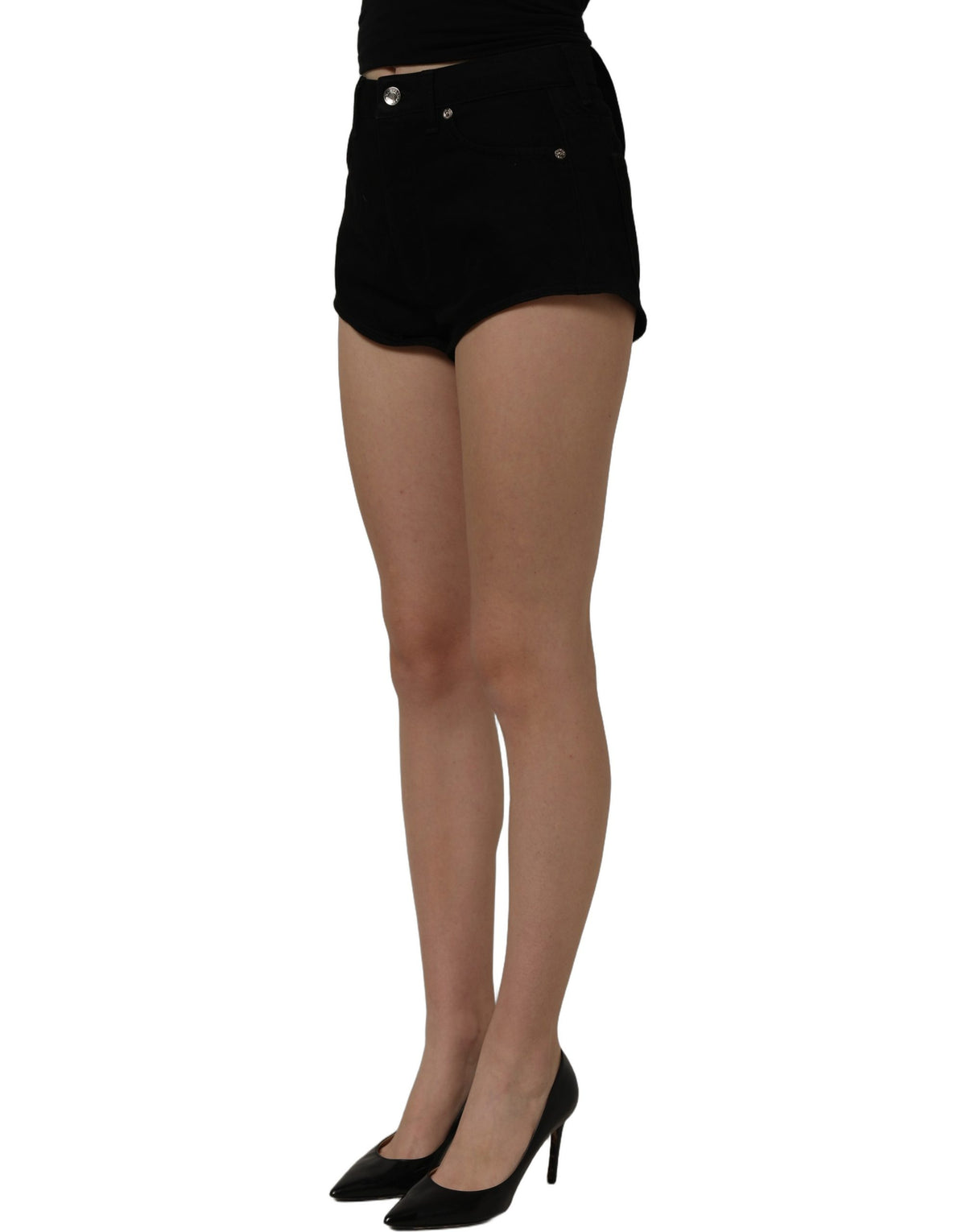 Dolce & Gabbana Women's Mid Rise Stretch Denim Cotton Shorts - Black