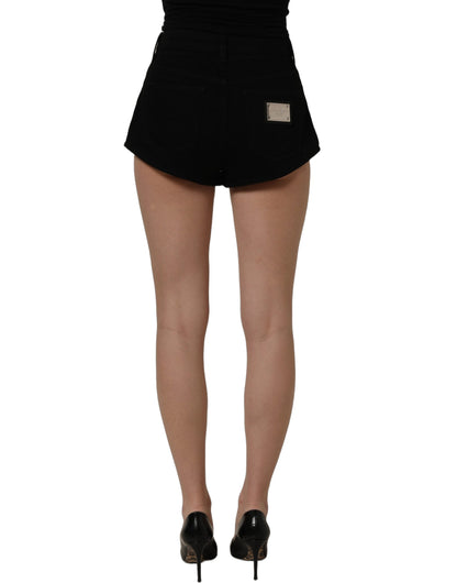 Dolce & Gabbana Women's Mid Rise Stretch Denim Cotton Shorts - Black