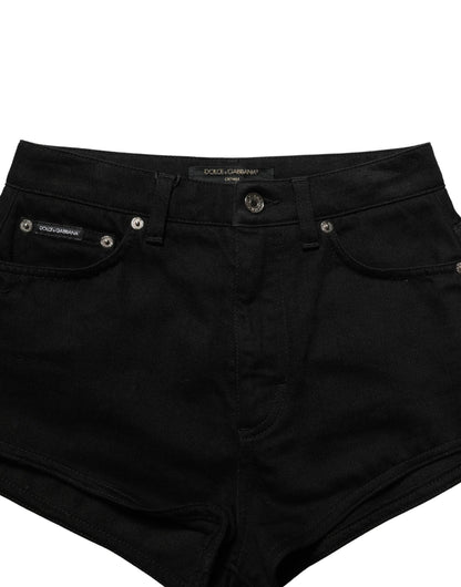 Dolce & Gabbana Women's Mid Rise Stretch Denim Cotton Shorts - Black