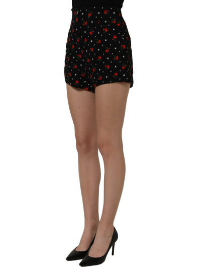 Dolce & Gabbana Women's High Rise Polyester Silk & Viscose Short Trousers - Black Floral