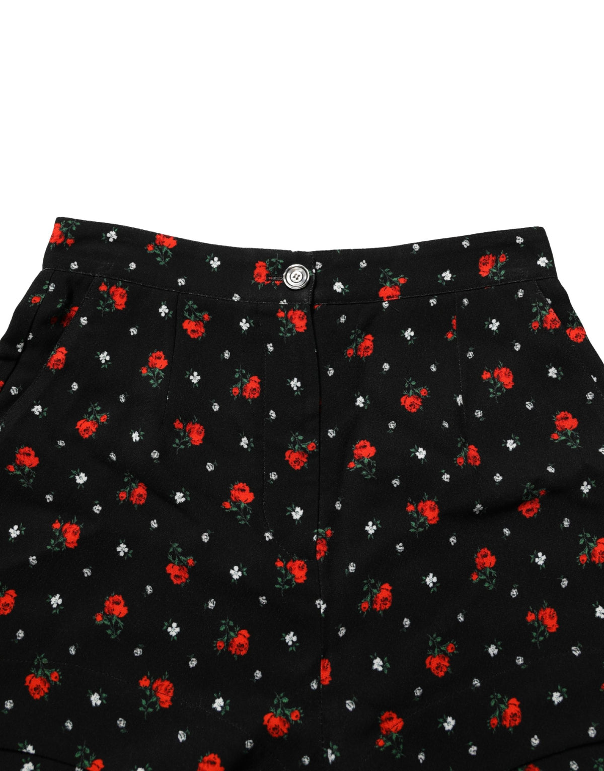Dolce & Gabbana Women's High Rise Polyester Silk & Viscose Short Trousers - Black Floral