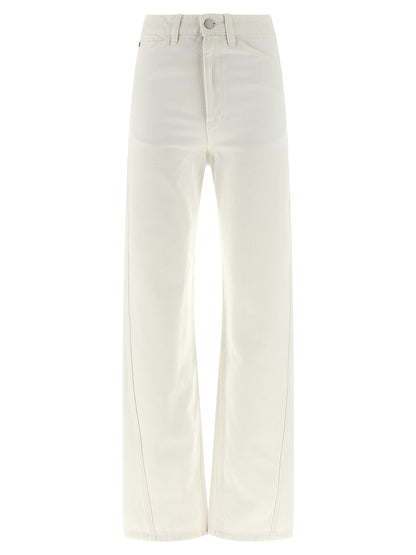 Jeans by Lemaire for women in denim cotton white features an sophisticated high rise and straight-leg with a precise long, creating a sophisticated and sophisticated silhouette.