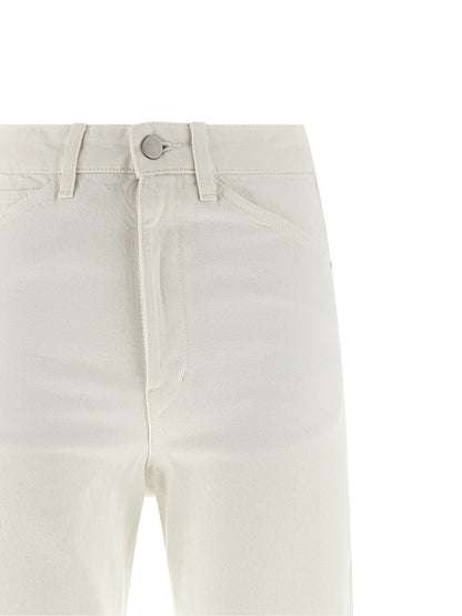 Jeans by Lemaire for women in denim cotton white presents a tailored silhouette, showcasing a tailored straight-leg and long cut with a refined high rise for a truly tailored aesthetic.