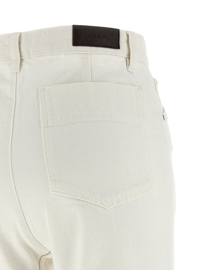 Jeans by Lemaire for women in denim cotton white features an refined tailoring silhouette, showcasing a premium straight-leg with a high rise and long cut for a refined tailoring look.