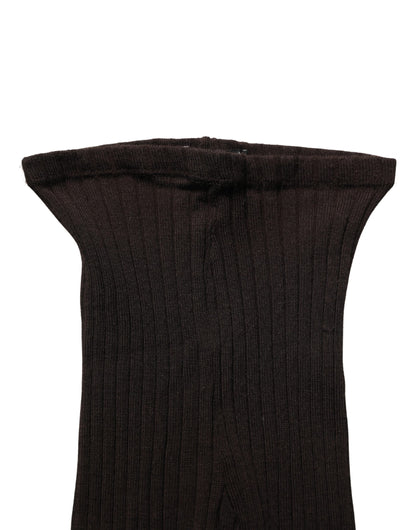 Dolce & Gabbana Black Wool Tights Stocking Pantyhose One Size Socks