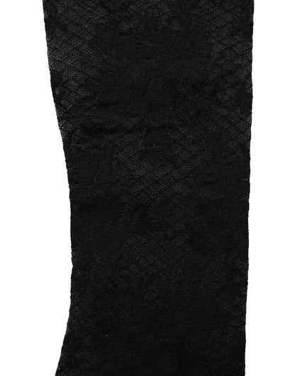 Dolce & Gabbana Black Floral Lace Nylon Stretch Stockings Socks