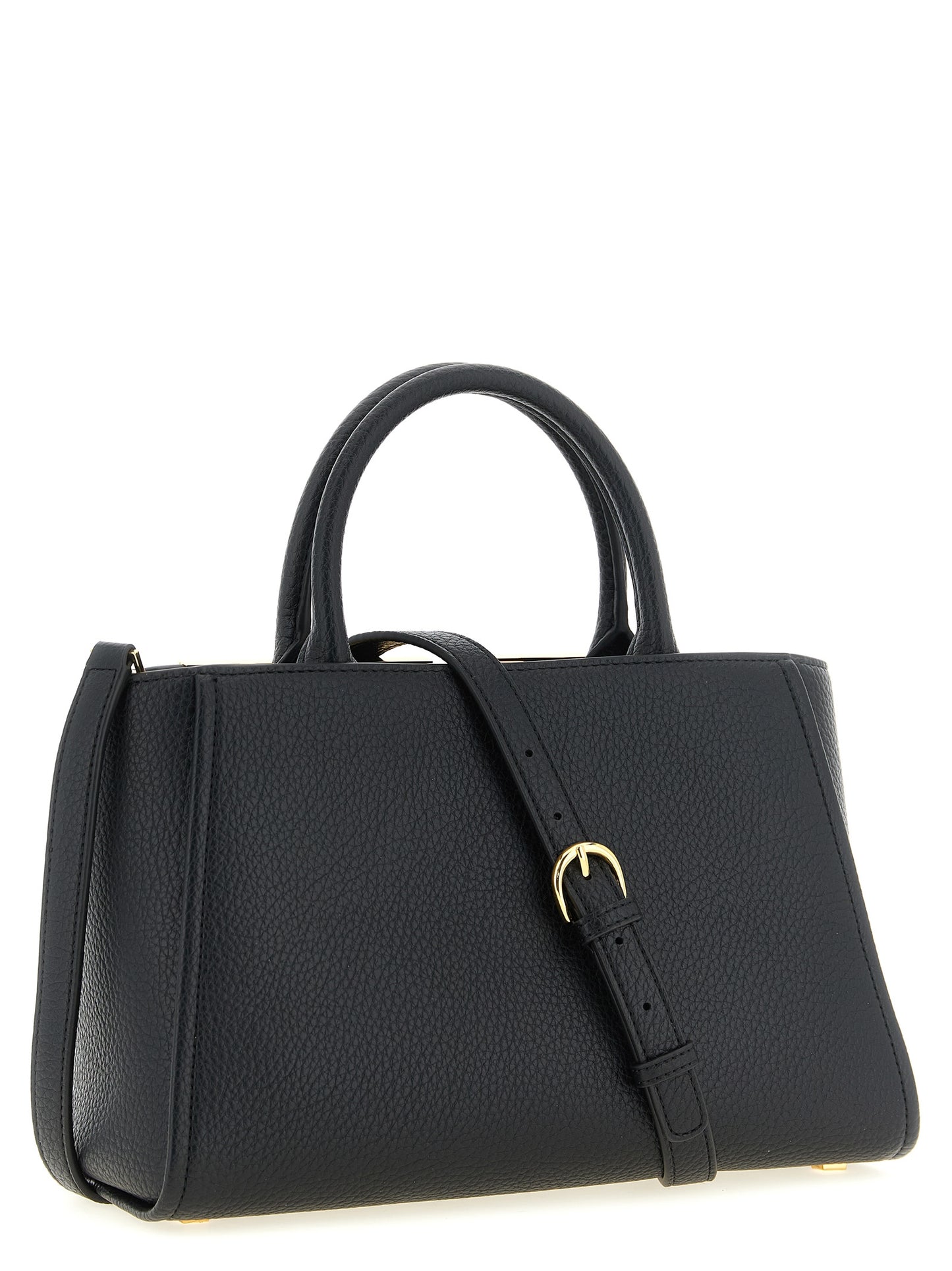 Tote Clutch Bag by Elisabetta Franchi for women in polyester polyurethane leather black & gold showcases a urban-chic Polyester Polyurethane Leather Tote Clutch Bag design, featuring a secure zipper & buckle, ample , and versatile shoulder-strap, adjustable-strap & handle for a urban-chic finish.