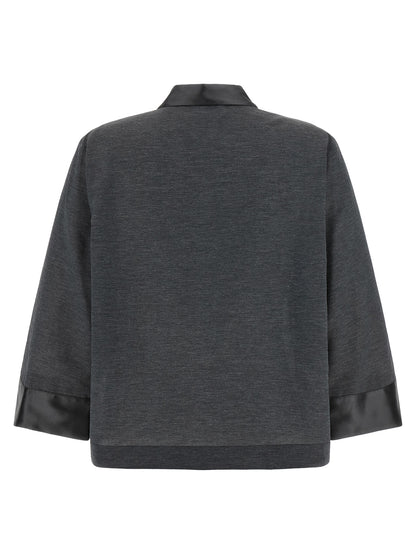 Blouse by Peserico for women in lyocell polyamide satin black, dark-gray & gray showcases a sublime silhouette, artfully detailed with a sublime and for a sophisticated, sublime finish.