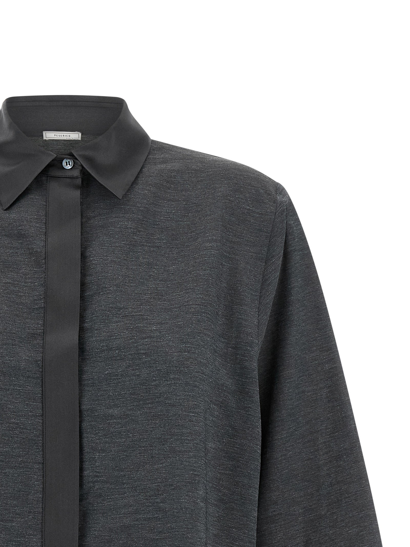 Blouse by Peserico for women in lyocell polyamide satin black, dark-gray & gray showcases a sleek silhouette, elegantly detailed with a sleek and for a sleek finish.