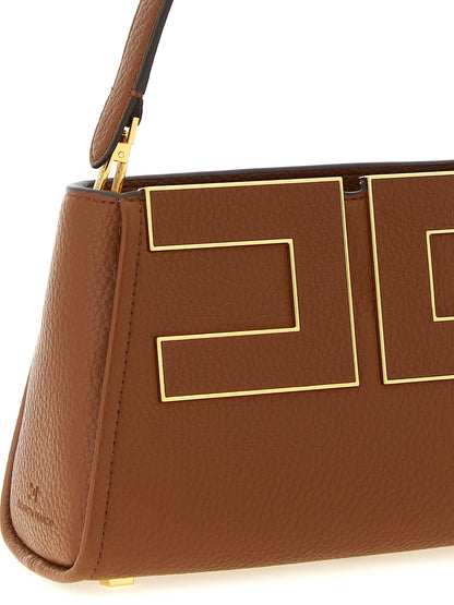 Handbag by Elisabetta Franchi for women in polyester & polyurethane brown, gold & signature features a exquisite silhouette, showcasing a secure zipper and exquisite with versatile adjustable-strap & handle for a exquisite finish.