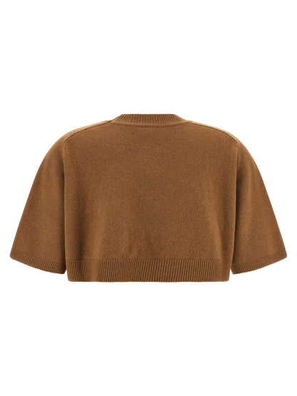 Sweatshirt by Elisabetta Franchi for women in polyamide & cashmere brown & camel features an enviable silhouette, showcasing a premium and refined for a truly enviable finish.